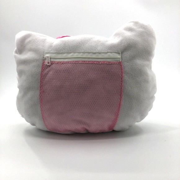 Hello Kitty Pillow Plush Winking Face Head Shape Zipper Pocket Pink Bow 13" FLAW - Picture 3 of 13